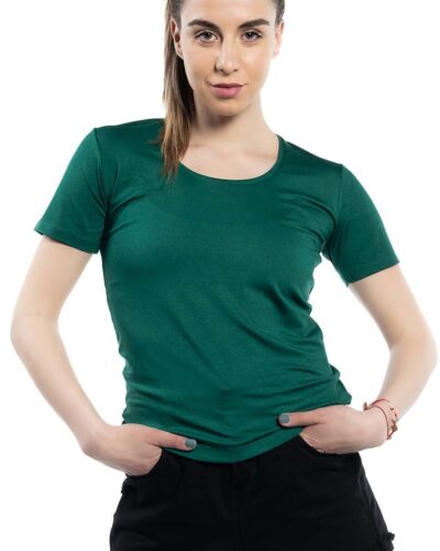 Блуза с къс ръкав тъмно зелена
