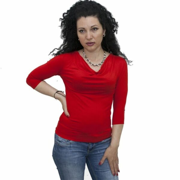 Блуза с гръцко деколте червена