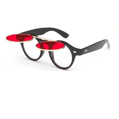 Кръгли червени и прозрачни очила
