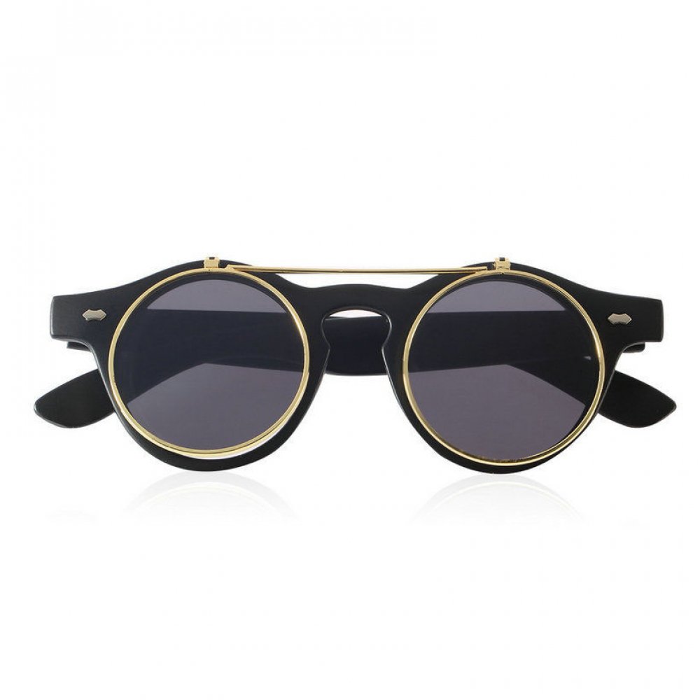 Черни рамки двойни очила златен кръг 5 Черни рамки двойни очила златен кръг - Image 5
