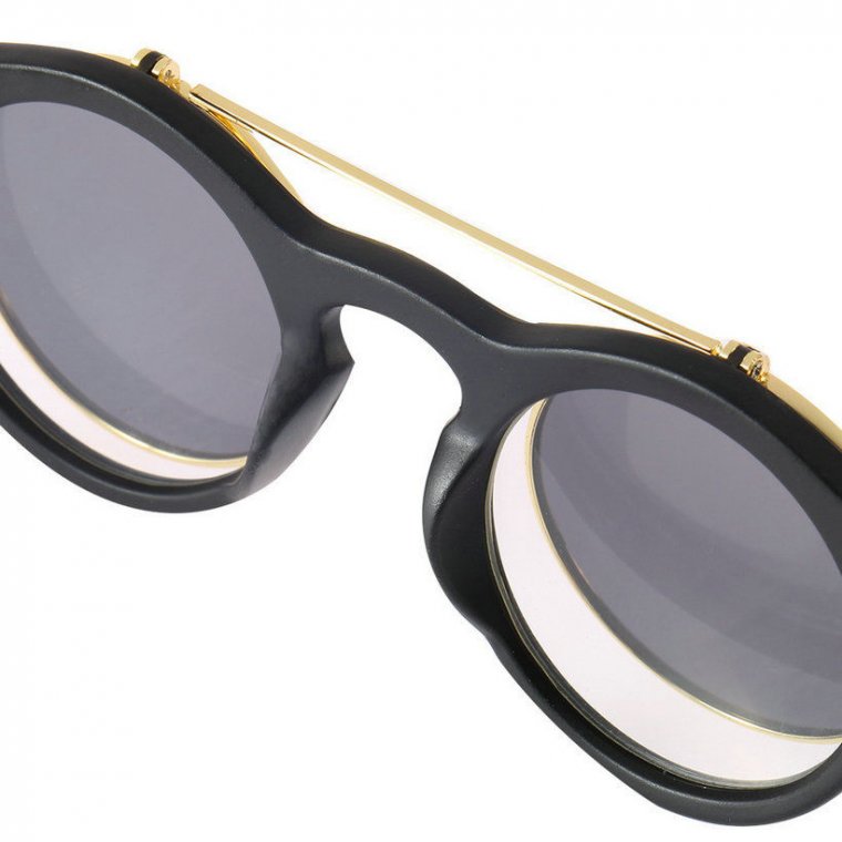 Черни рамки двойни очила златен кръг 6 Черни рамки двойни очила златен кръг - Image 6