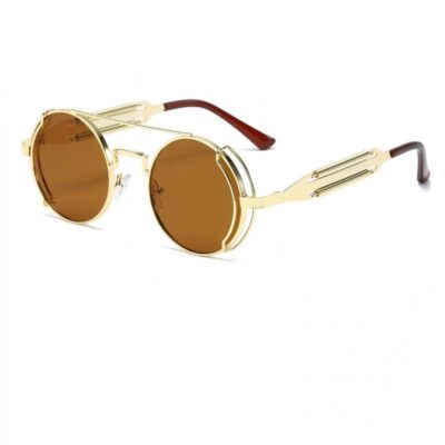 Златни кръгли очила с кафяви стъкла