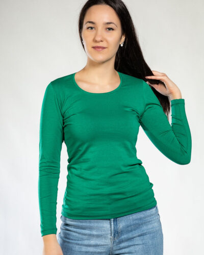 Дамска блуза с дълъг ръкав зелена