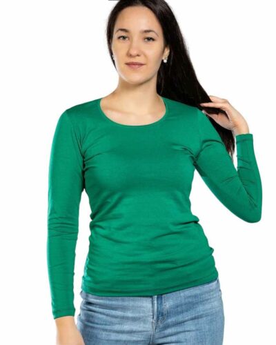 Дамска блуза с дълъг ръкав зелена