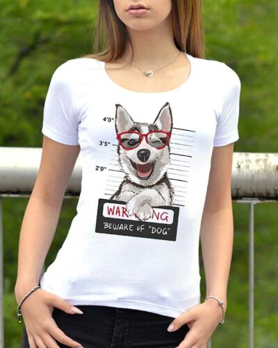 Тениска с щампа куче с очила