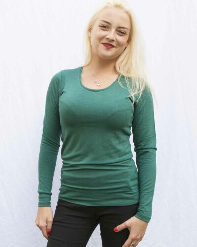 Дамска блуза с ангора коледно зелена