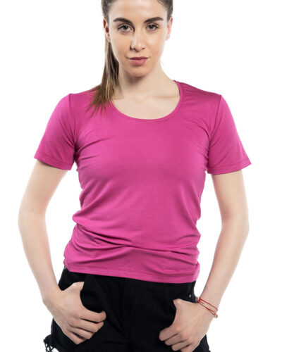 Блуза с къс ръкав цикламен цвят
