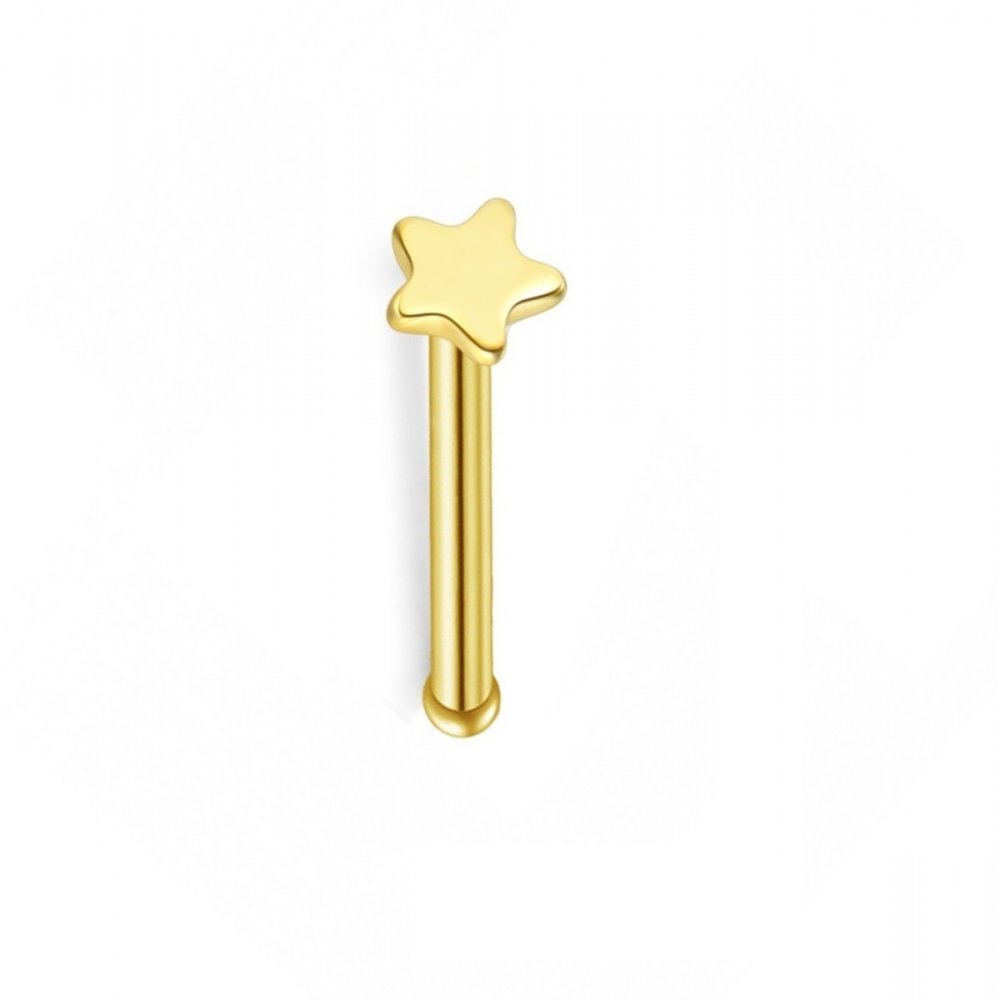 Златен пиърсинг звезда на нос 1 Златен пиърсинг звезда на нос