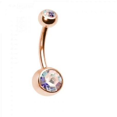 Обица розово бледо жълт нюанс за пъп