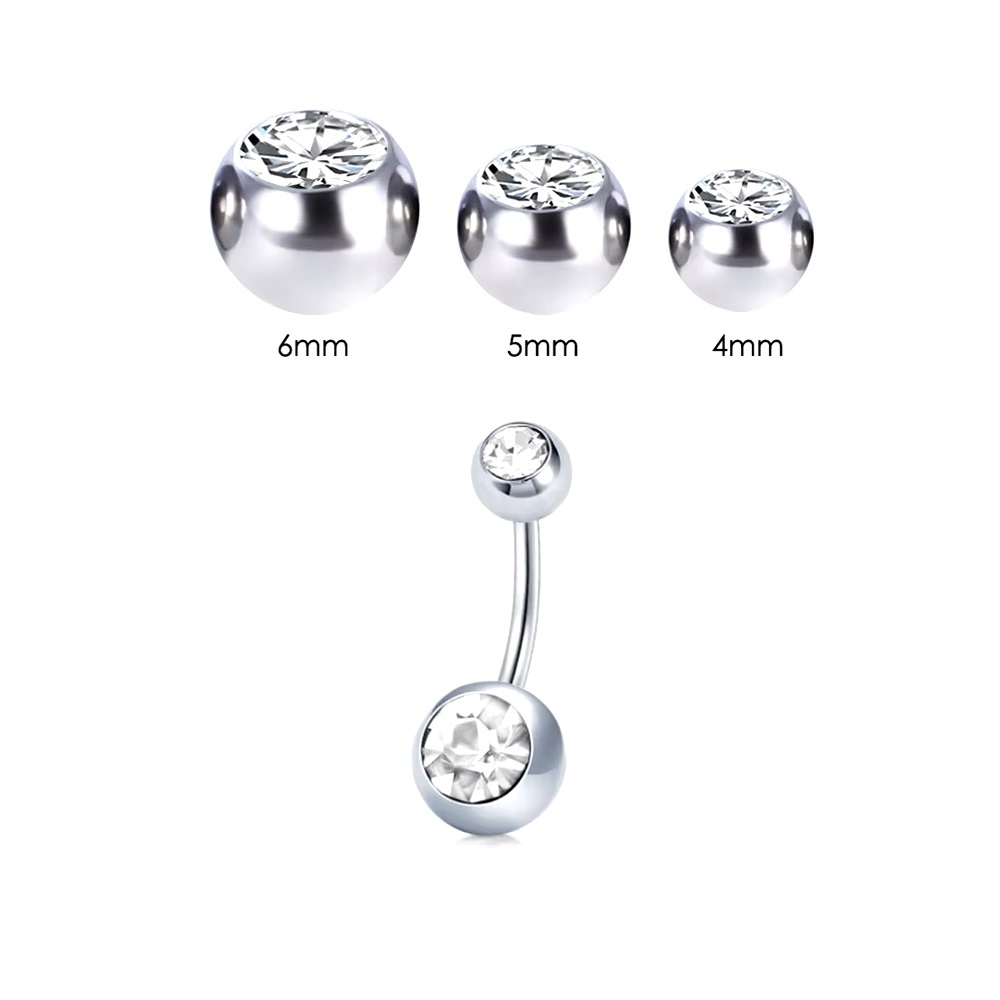 Обици на пъпа големи бели кристали 2 Обици на пъпа големи бели кристали - Image 2