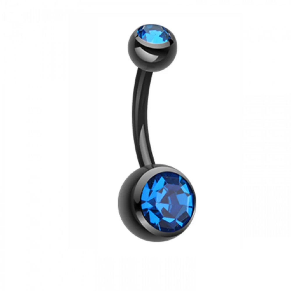 Дамски черни обици с кристали за пъп 1 Дамски черни обици с кристали за пъп