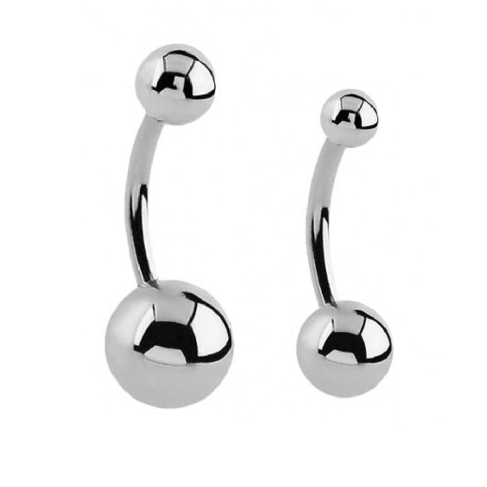 Стоманена обица за пъп малки топчета 2 Стоманена обица за пъп малки топчета - Image 2