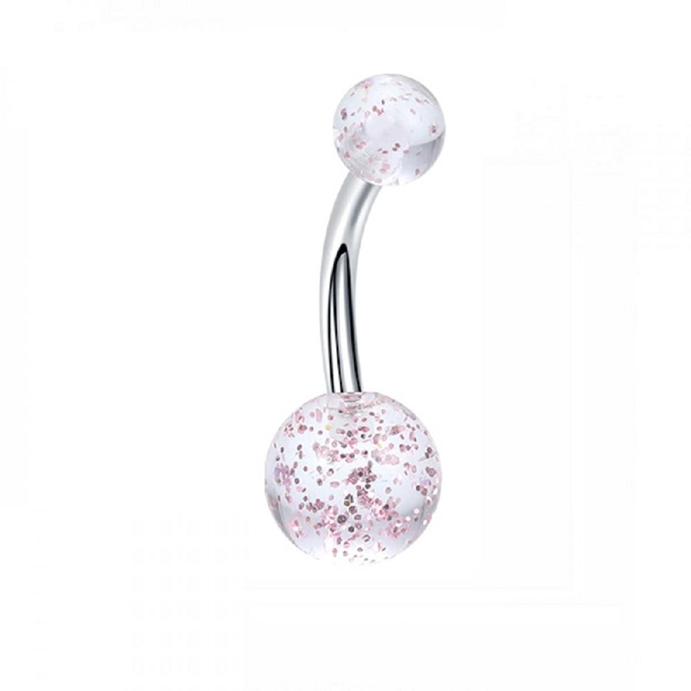 Обица на пъп розова роса 1 Обица на пъп розова роса