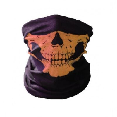 Шафранен череп на черен фон