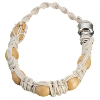 Бяла плетена гривна с дърво